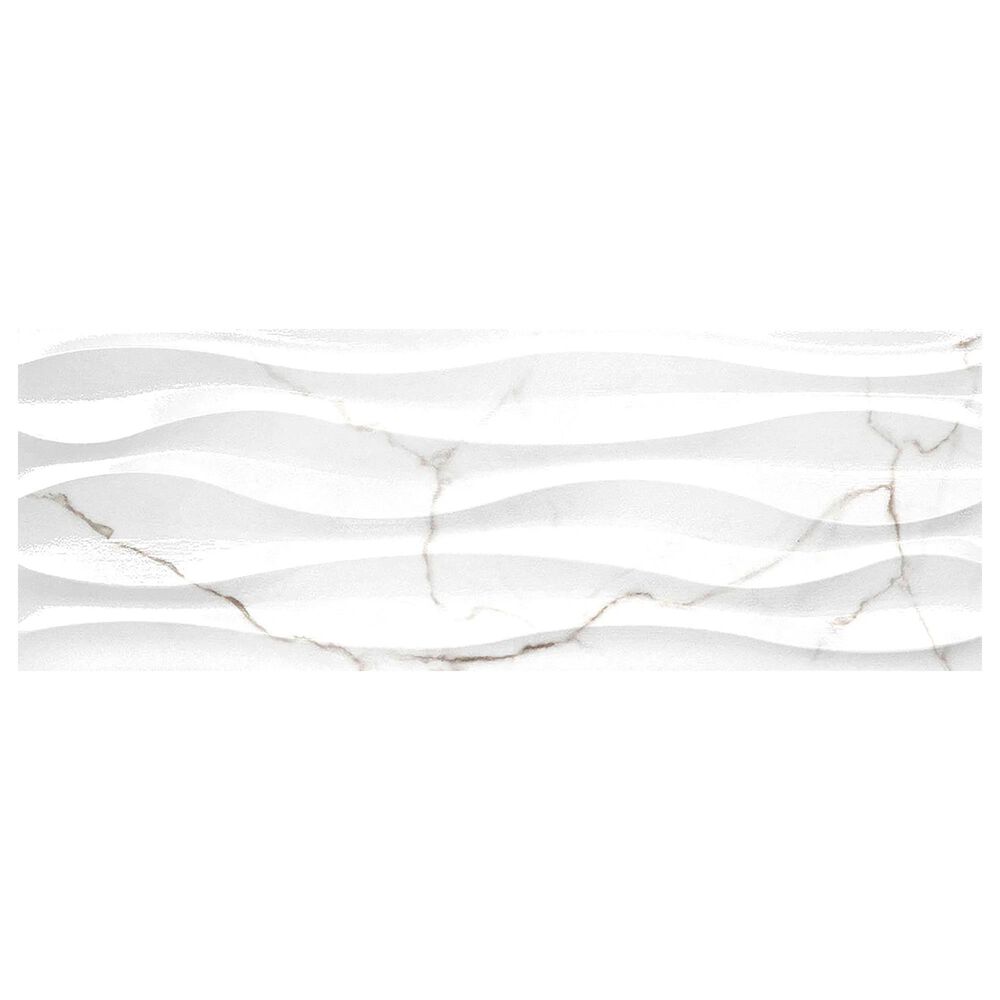 Emser Sculpture White 13" x 36" Ceramic Tile, , large