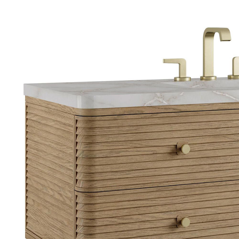 James Martin Allamari 48" Single Bathroom Vanity in Dune Mist with 3 cm Victorian Silver Silestone Top and Rectangular Sink, , large