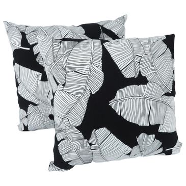 Hearth and Haven 18" x 18" Outdoor Cotton Leaf Throw Pillow in Black and White (Set of 2), , large