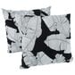 Hearth and Haven 18" x 18" Outdoor Cotton Leaf Throw Pillow in Black and White (Set of 2), , large