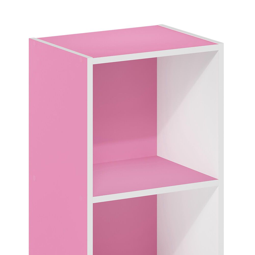 HOMLUX 2-Tier Open Shelf Bookcase in Pink and White, , large