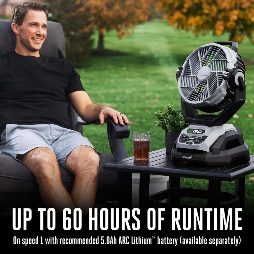 EGO 10&quot; Oscillating Misting Fan Tool Only in Gray and Black, , large