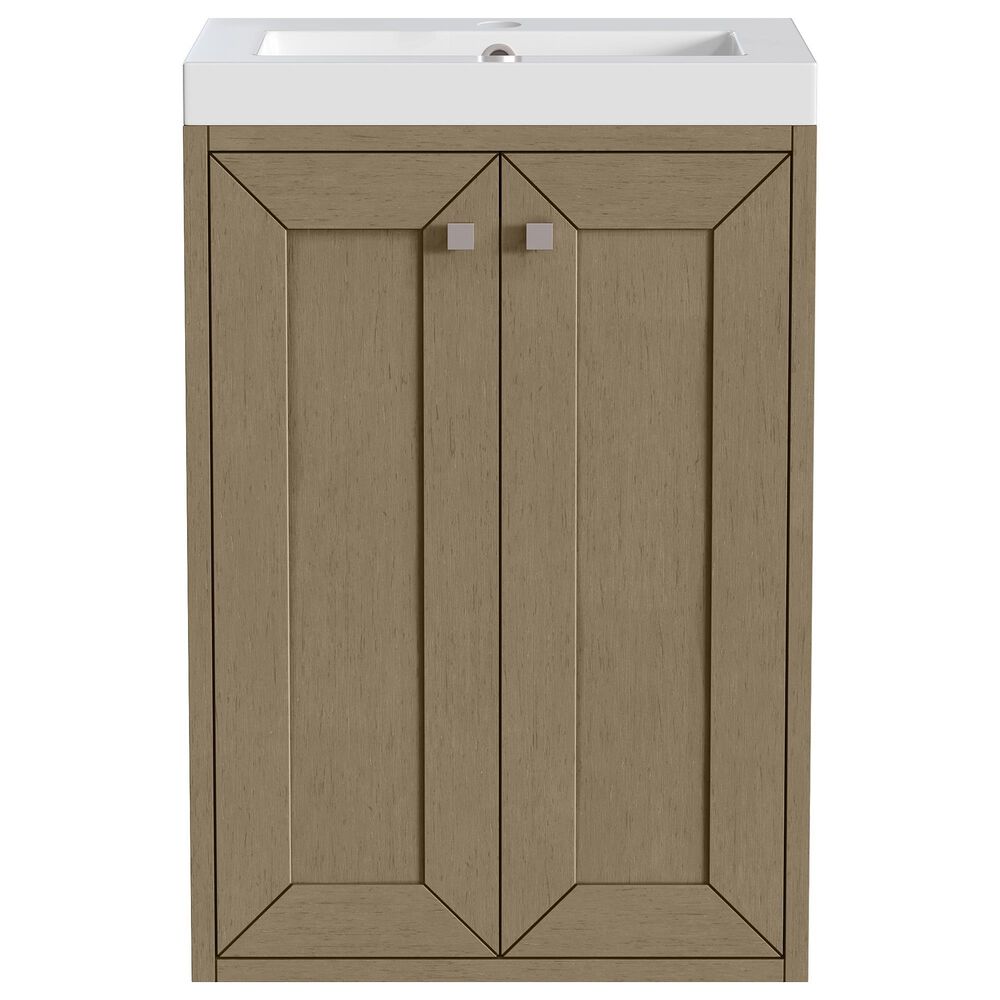 James Martin Vanities Chianti 20" Single Bathroom Vanity in Walnut Whisper with 2 cm White Glossy Composite Stone Top and Rectangular Sink, , large