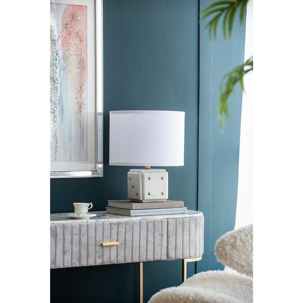 A&amp;B Home Anita Table Lamp with Collapsible Shade in White and Gold, , large