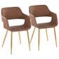 LumiSource Margarite Arm Chair with Brown Faux Leather Cushion in Gold Metal  (Set of 2), , large