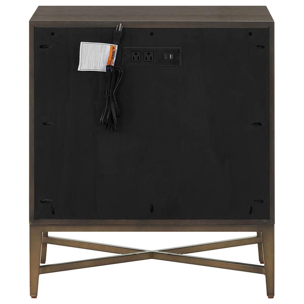 Furniture Worldwide Montclair 1 Drawer 2 Shelves Nightstand in Medium Brown and Smoked Gold, , large