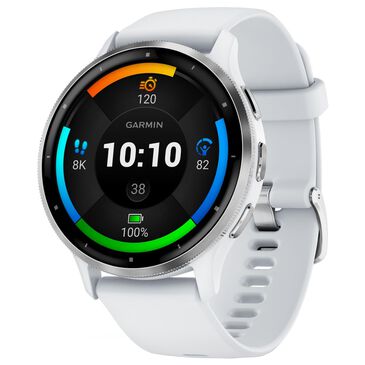 Garmin Venu 3 45mm Watch Silver Stainless Bezel Steel Whitestone Case with Whitestone Silicone Band, , large