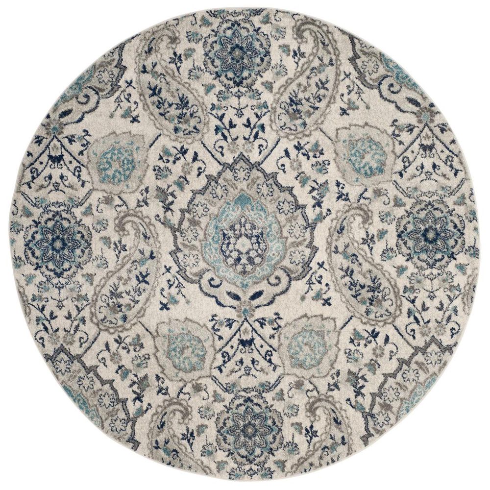 Safavieh Madison MAD600C 4" Round Cream and Light Grey Area Rug, , large