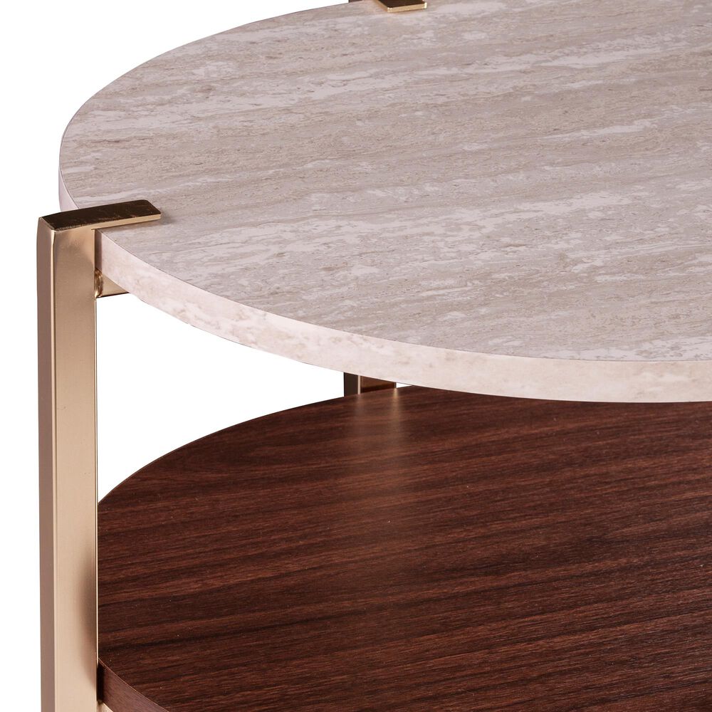 Southern Enterprises Ardmillan End Table in Brass/Tobacco/White, , large