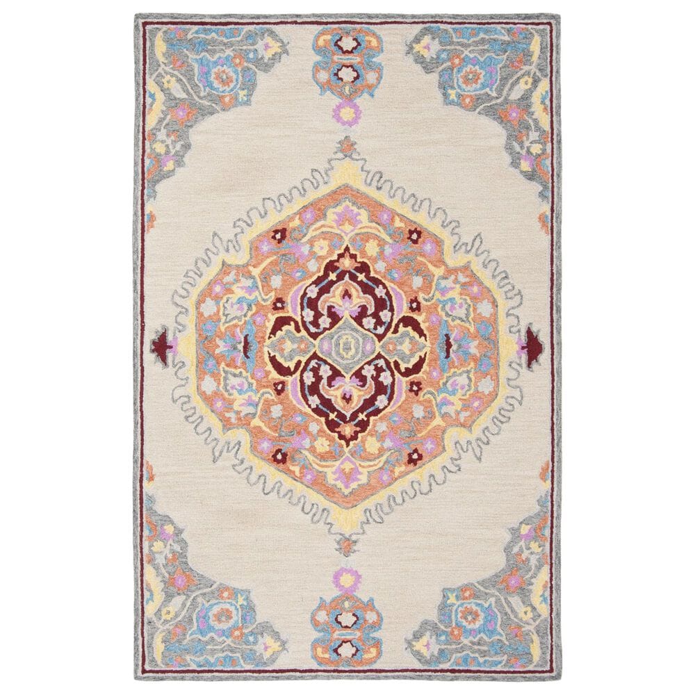Safavieh Micro-Loop 5" x 8" Beige and Orange Area Rug, , large