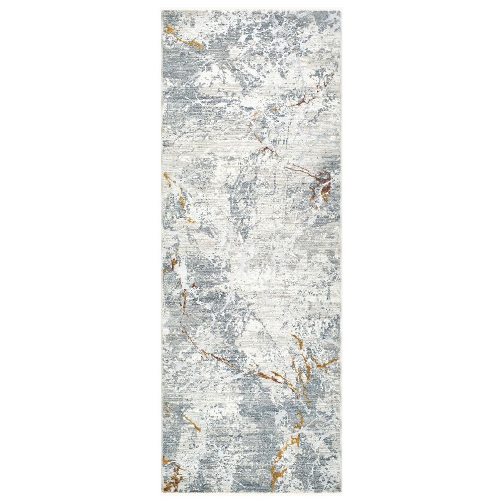 Surya Dresden Medium Gray, White, Gray, Light Slate, Mustard and Rust 2"7" x 7"3" Runner, , large