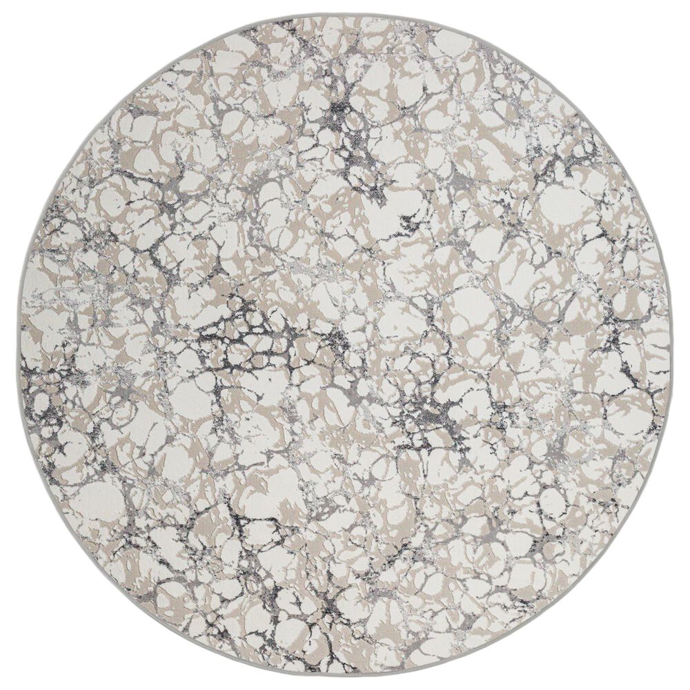 Radici USA Livigno Contemporary 5"3" Round Grey Area Rug, , large