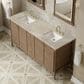 James Martin Kinnsden 72" Double Bathroom Vanity in Weathered Oak with 3 cm Tajnar Eclos Top and Rectangular Sinks, , large