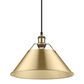 Golden Lighting Orwell 1-Light Wide Large Pendant with Brushed Champagne Bronze Shade in Aged Brass, , large