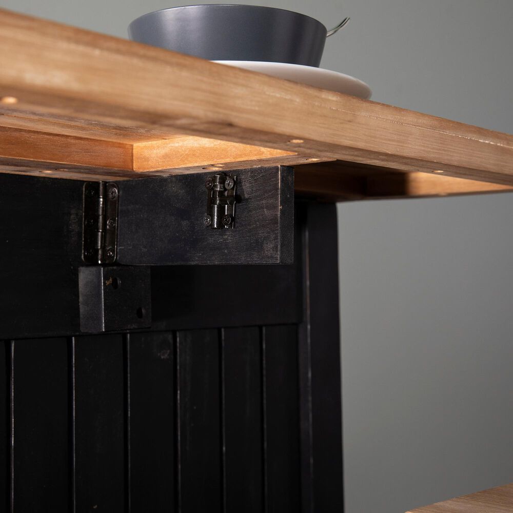 Southern Enterprises Berinsly 3-Piece Expandable Freestanding Kitchen Island Set in Black and Natural, , large