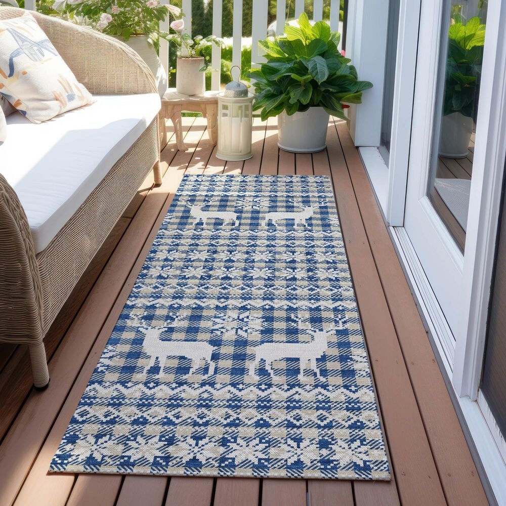 Dalyn Rug Company Wonderland WN28 2&#39;3&quot; x 7&#39;6&quot; Navy Indoor/Outdoor Runner, , large