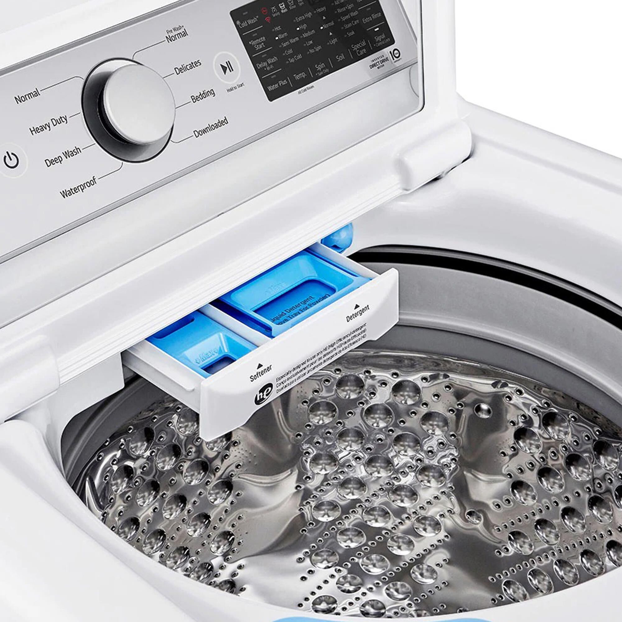 Lg 5.0 cu ft washer and 7.3 on sale cuft electric wifi enabled top load laundry package