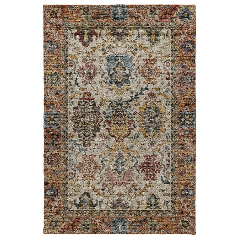 Dalyn Rug Company Silk Road Copper, Ivory, Gold, Brown, Blue, Aloe and Blush 5" x 7"6" Area Rug, , large