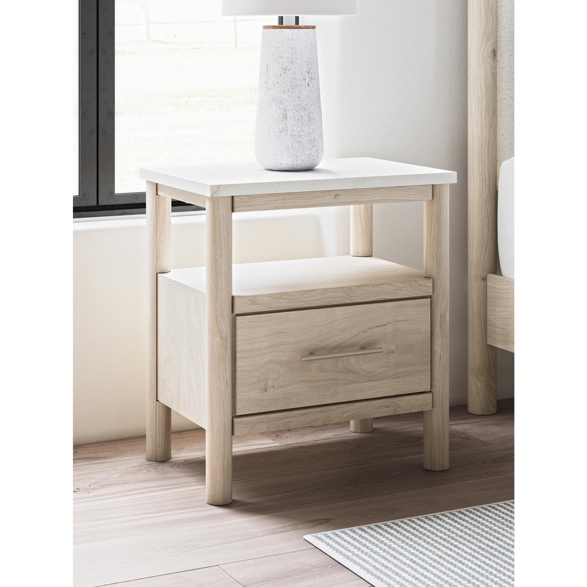 Ashley Cadmori 1-Drawer Nightstand in Brown and White