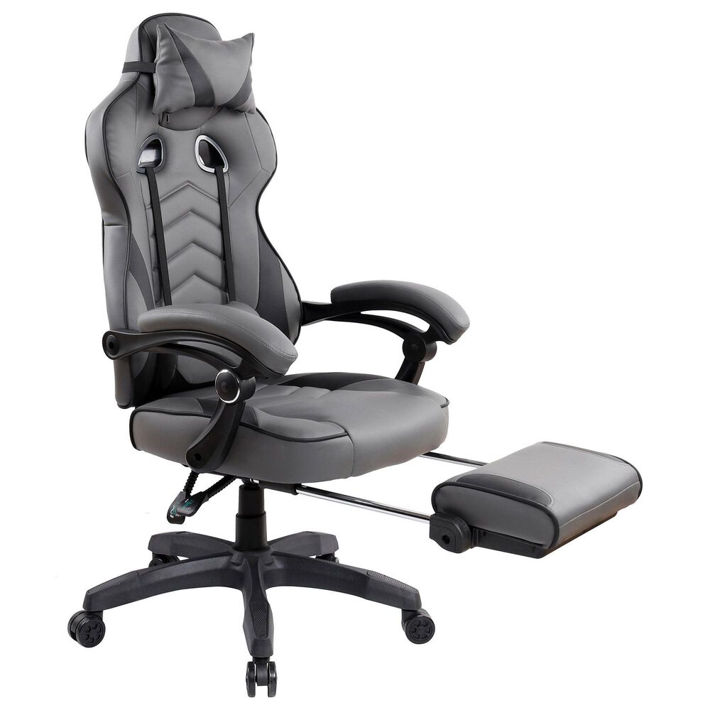 Rta Products Llc Fully Reclining Executive Office Chair with Footrest in Black and Grey, , large