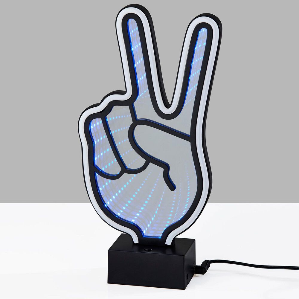 Adesso Infinity Neon Peace Sign Lamp in Black, , large