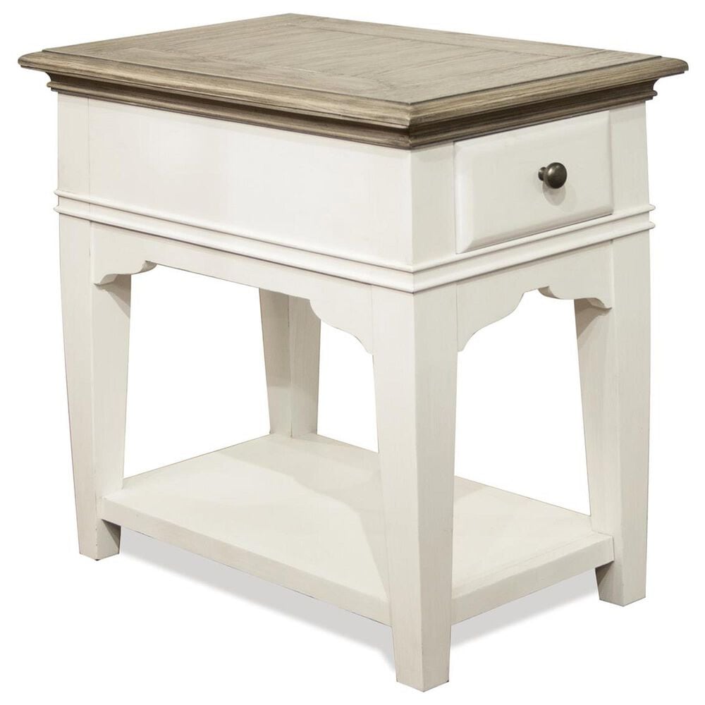 Riverside Furniture Myra 1-Drawer Side Table in Natural and Paperwhite, , large