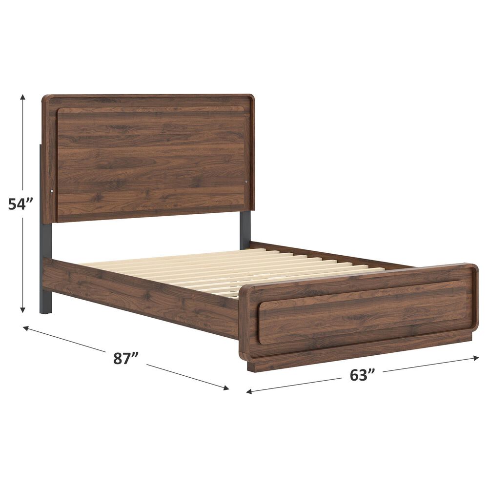 Ashley Fortlorn Queen Platform Bed in Walnut Brown with LED Light, , large