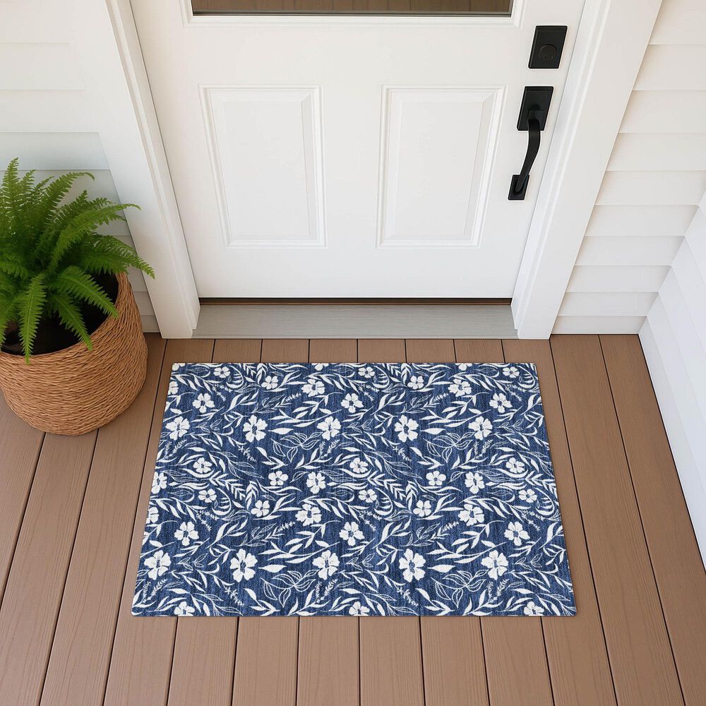 Dalyn Rug Company Soft Essentials Floral Navy 2'6" x 3'10" Indoor/Outdoor Area Rug, , large