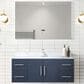 Lexora Home Geneva 48" Single Bathroom Vanity in Glossy White with 2 cm White Carrara Marble Top, Rectangular Sink and 48" LED Mirror, , large