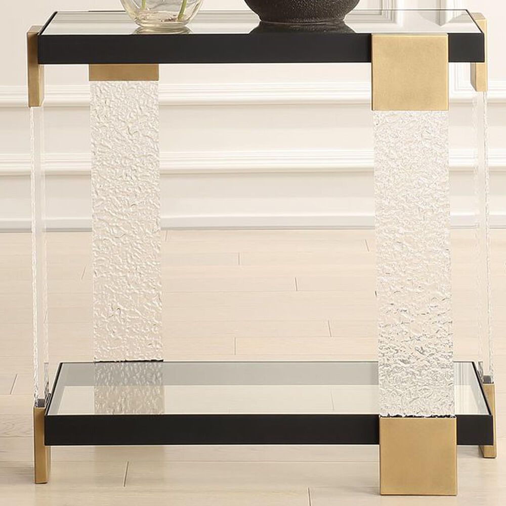 Uttermost Bendena Side Table in Satin Black and Brass, , large