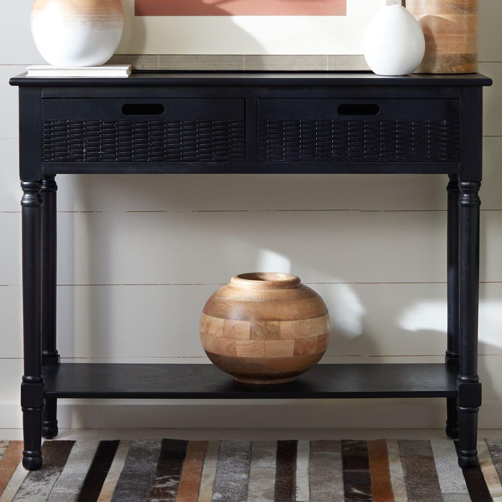 Safavieh Landers 2-Drawer Console Table in Black, , large