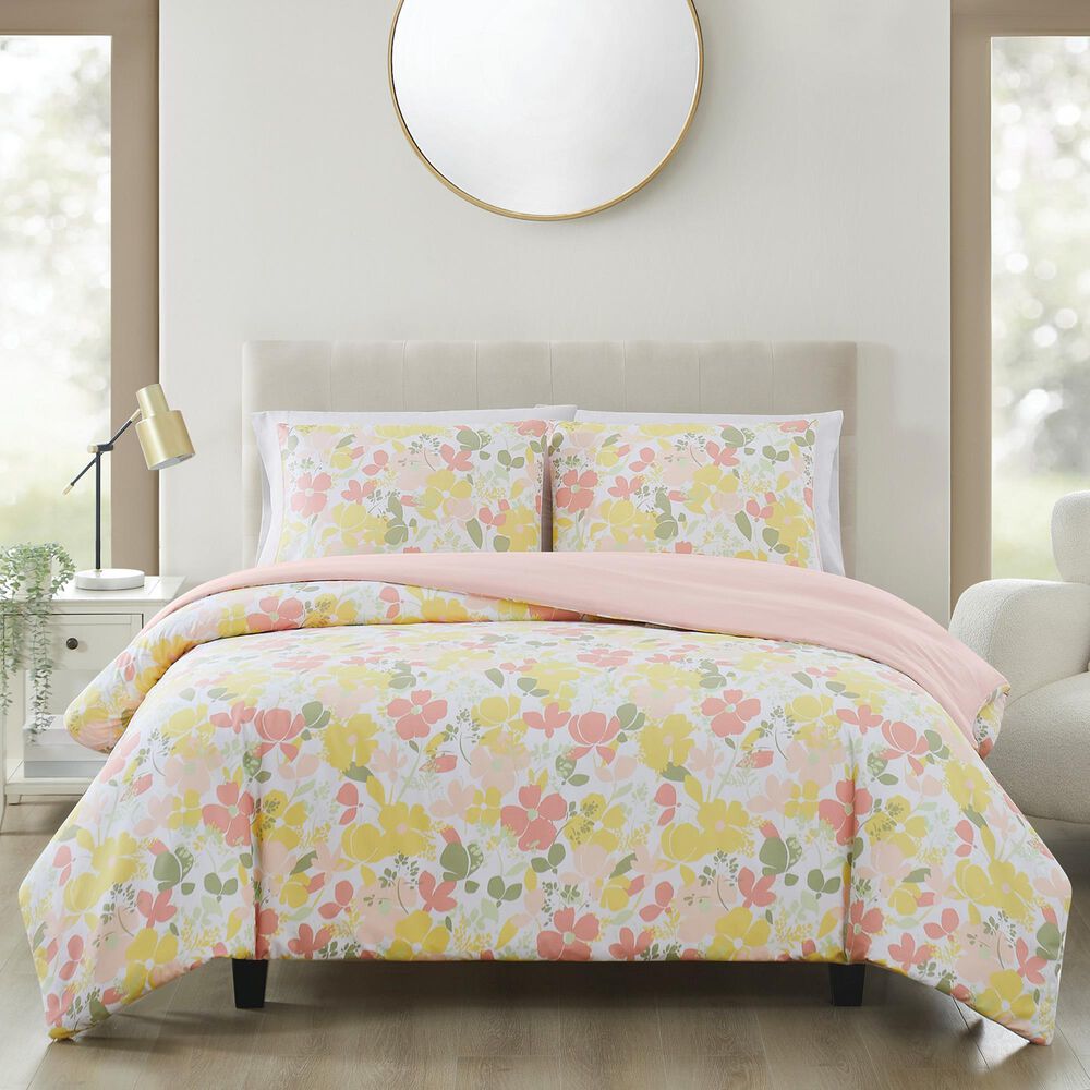 Pem America Garden 2Piece Twin/Twin XL Duvet Cover Set in Pink, Yellow