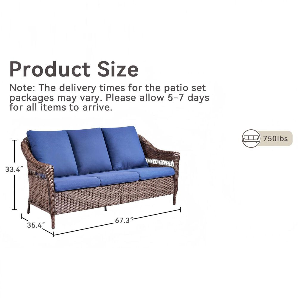 Sunwell Garden 5-Piece Patio Chat Set with Two Ergonomic Swivel Chairs in Navy, , large