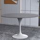 Leisuremod LeisureMod Verve Collection 48 Round Dining Table, White Base with Sintered Stone Grey Top, , large
