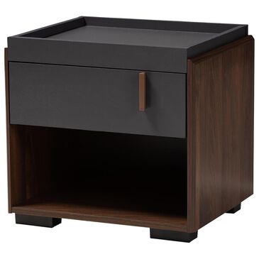 Baxton Studio Rikke 1 Drawer Nightstand in Gray/Walnut, , large