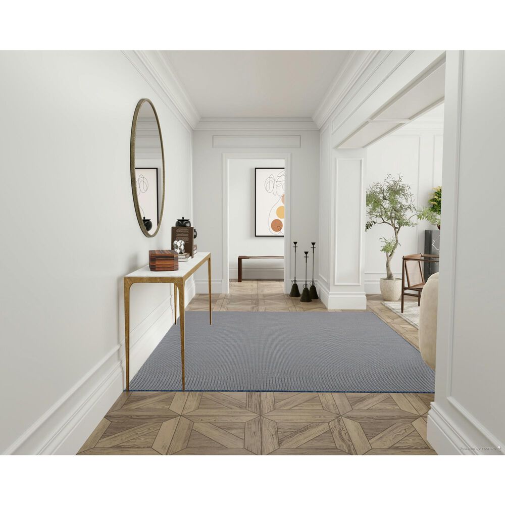 Nourison Courtyard Ivory and Blue 8&#39; Square Indoor/Outdoor Area Rug, , large