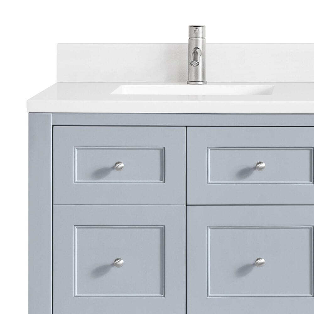 James Martin Vanities Breckenridge 60&quot; Double Bathroom Vanity in Serenity Blue with Single Hole 3 cm White Zeus Quartz Top and Rectangular Sinks, , large
