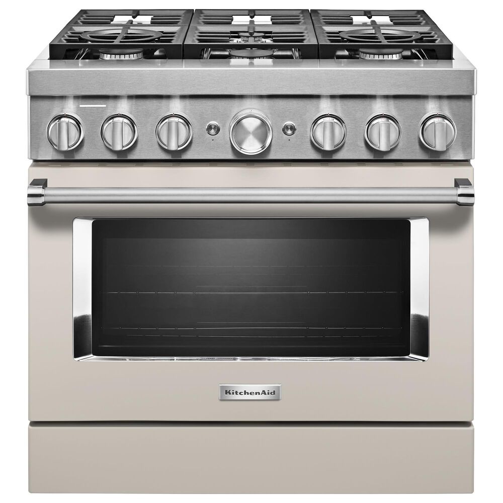 KitchenAid 36" Professional Dual Fuel Range in Matte Milk Shake