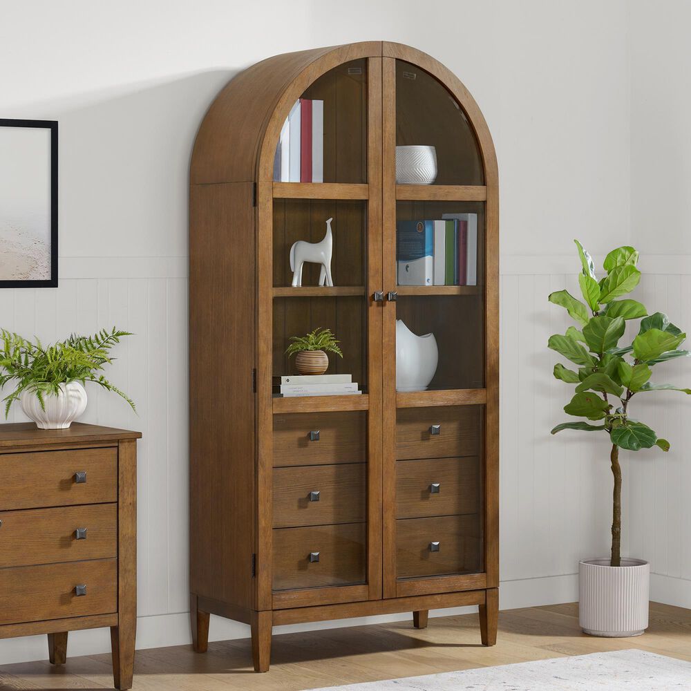 Mayberry Hill Portico 3-Drawer Display Cabinet  in Brown Oak, , large