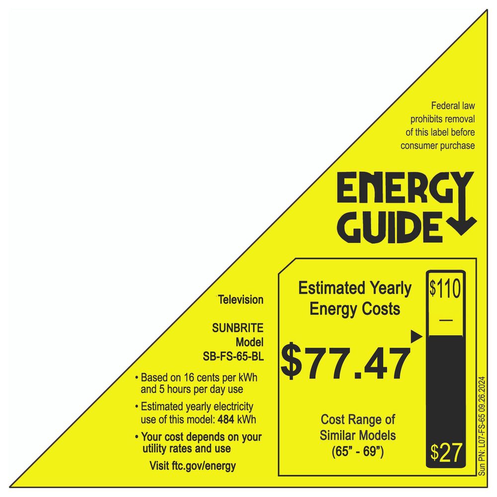 Sunbrite 65" Solis Series Outdoor Full Sun 4K UHD HDR - Smart TV in Black with Gray 65" Universal TV Dust Cover, , large