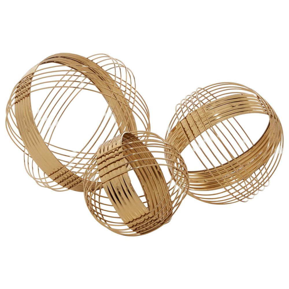 CosmoLiving by Cosmopolitan Contemporary Metal Sculptures in Gold (Set of 3) , , large