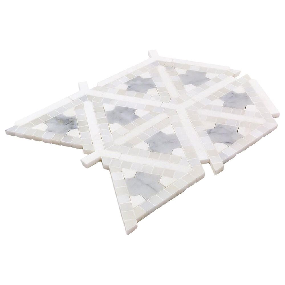 Soho Studio MJ Nibiru Thassos, Carrara and Royal White 13&quot; x 11&quot; Marble Mosaic Sheet, , large