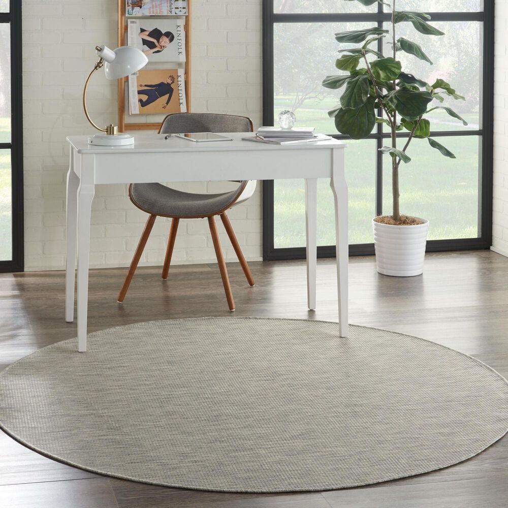 Nourison Positano 6&#39; Round Light Grey Indoor/Outdoor Area Rug, , large