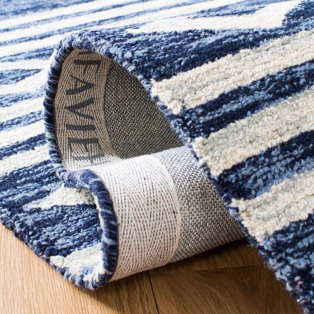 Safavieh Micro-Loop MLP153N 4&#39; x 6&#39; Navy and Ivory Area Rug, , large