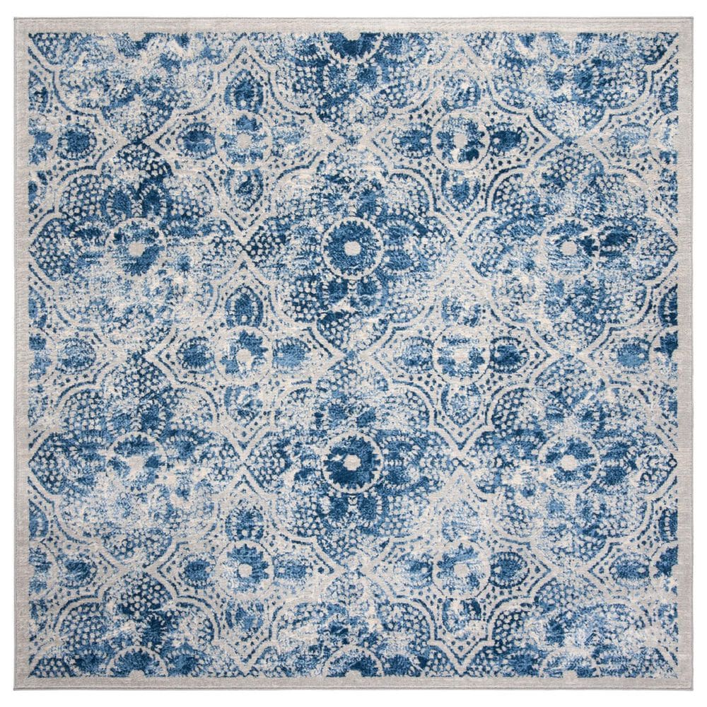 Safavieh Martha Stewart Floral 6"7" Square Cream and Blue Area Rug, , large