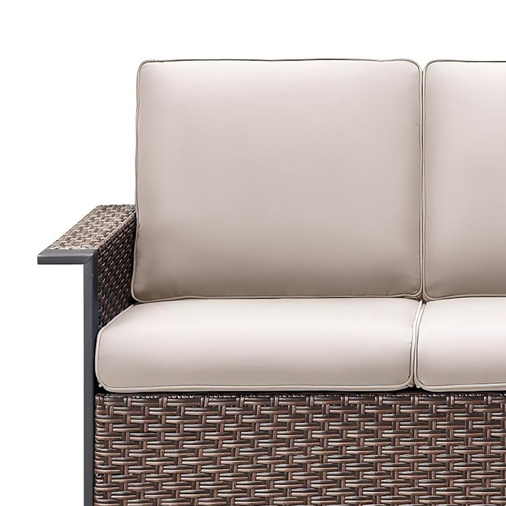 Sunwell Garden 32"H 3-Seater Outdoor Sofa with Ergonomic Design and Beige Cushions in Brown, , large