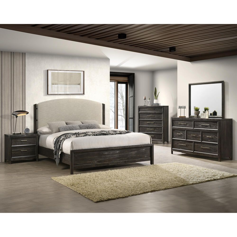 Crown Mark Ethel 5 Piece King Bedroom Set in Dark Brown, , large