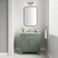 James Martin Vanities Chicago 30" Single Bathroom Vanity in Smokey Celadon with 3 cm Ethereal Noctis Quartz Top and Rectangular Sink, , large