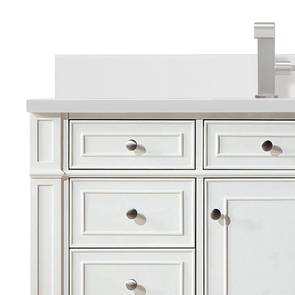 James Martin Vanities Bristol 48&quot; Single Bathroom Vanity in Bright White with Single Hole 3 cm White Zeus Quartz Top and Rectangular Sink, , large