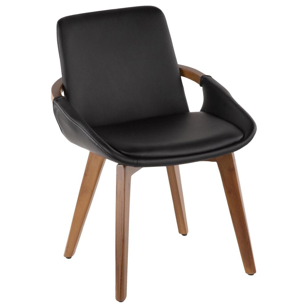 Lumisource Cosmo Arm Chair with Black Faux Leather Cushion in Walnut, , large